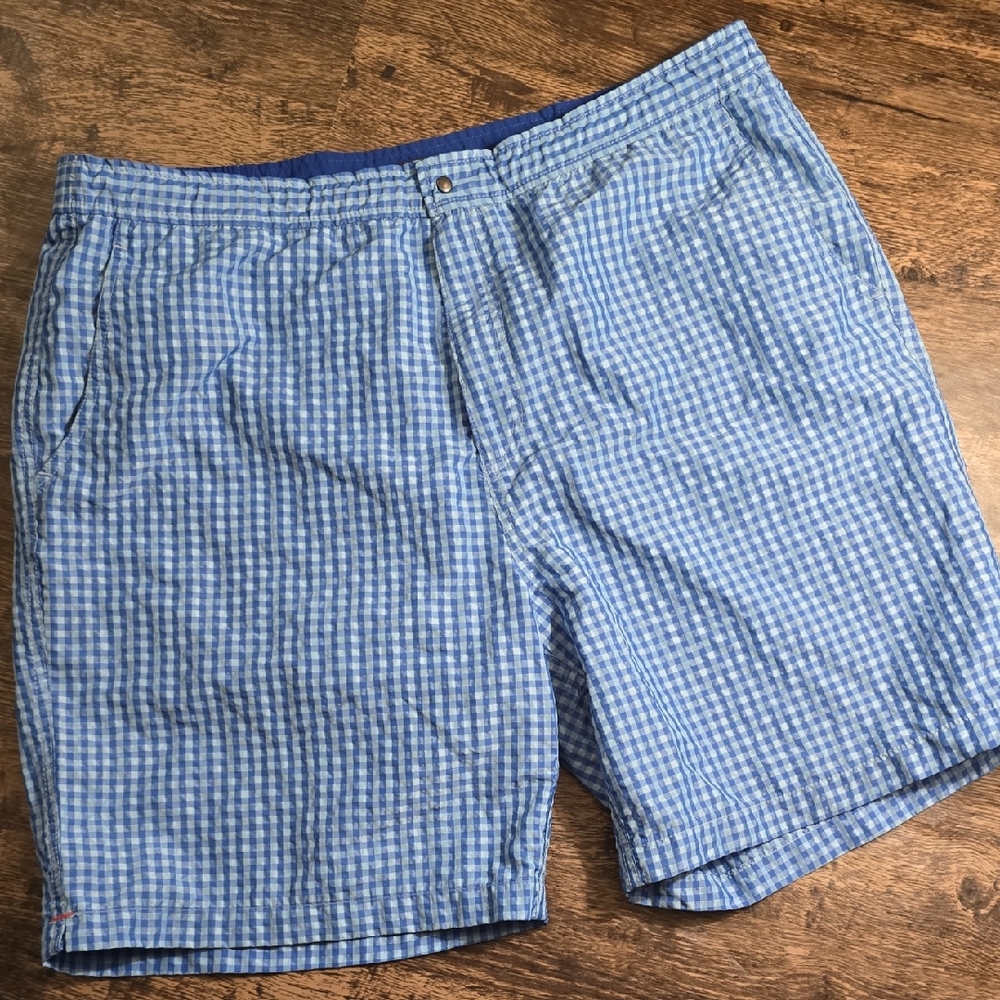 PETER MILLAR Royal Blue Swim Trunk Lined‎ Plaid Sz 38 XL